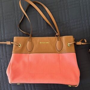 Michael Kors Coral and Tan Women's Bag